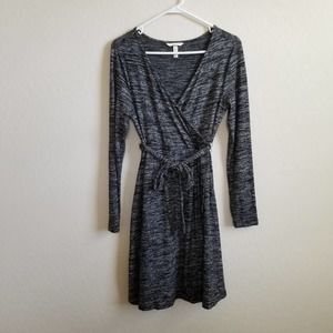 Soma Long Sleeve Faux Wrap Dress Gray M